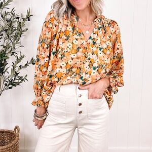 Floral Orange Blouse
